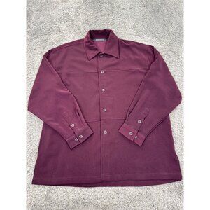 Vtg Maxini Shirt Mens Large Burgundy Long Sleeve Western Button Up Flannel